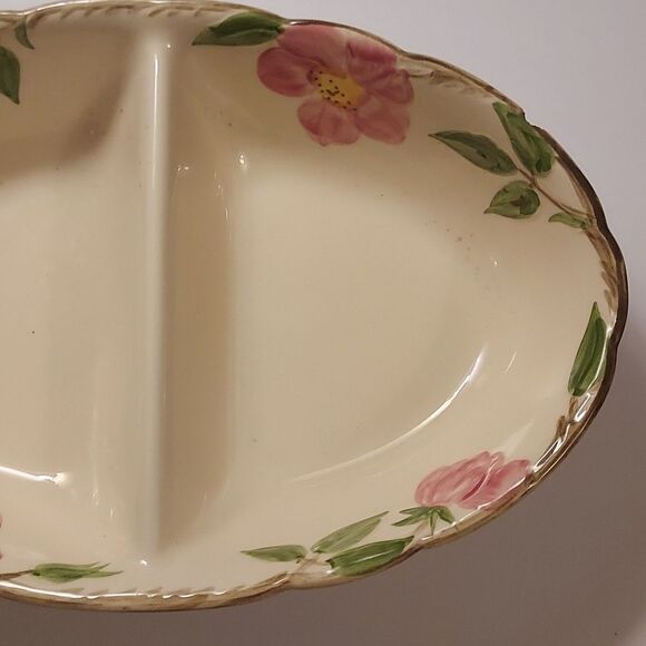 Franciscan Rose Earthenware Desert Rose Oval Divided Serving Bowl - Picture 6 of 7